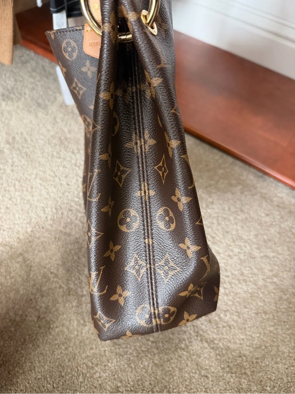 Louis Vuitton Monogram Shoulder Hobo in Brown with Tan Strap and Gold Hardware - Picture 9 of 14